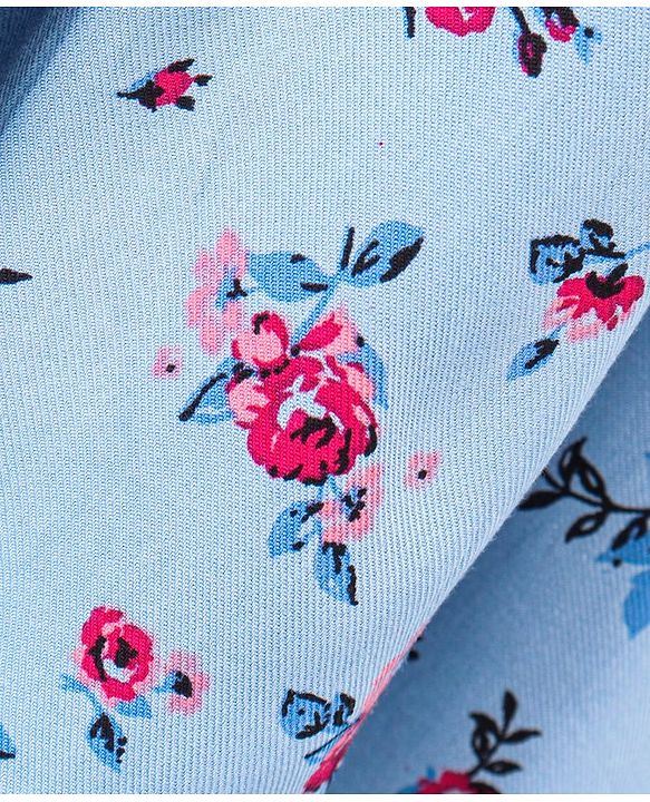 Babyhug 100% Rayon Twill Sleeveless Frock Floral Print - Blue