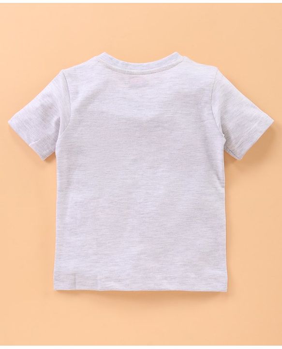 Babyhug Half Sleeves Multi Print T-Shirt  - Peach Blue Grey