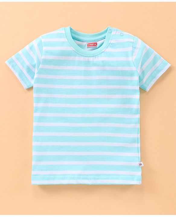 Babyhug Half Sleeves Multi Print T-Shirt  - Peach Blue Grey