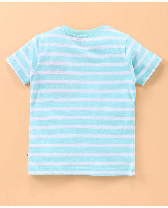 Babyhug Half Sleeves Multi Print T-Shirt  - Peach Blue Grey