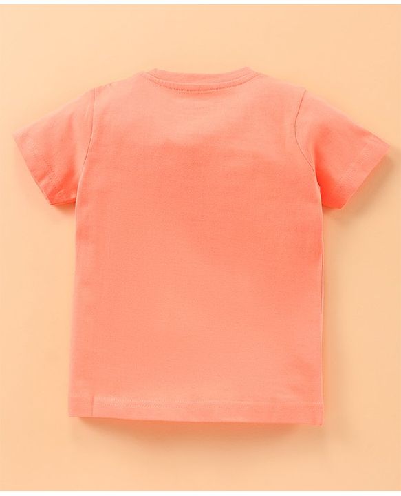 Babyhug Half Sleeves Multi Print T-Shirt  - Peach Blue Grey
