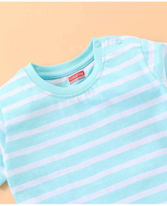 Babyhug Half Sleeves Multi Print T-Shirt  - Peach Blue Grey