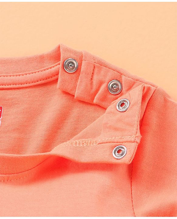 Babyhug Half Sleeves Multi Print T-Shirt  - Peach Blue Grey