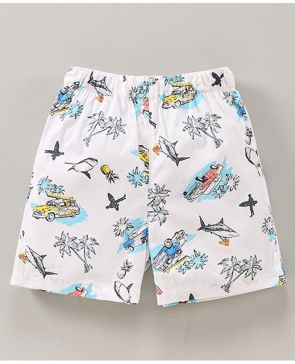 Babyhug Knee Length Cotton Printed Boxer Pack Of 3 - Orange White Blue Red