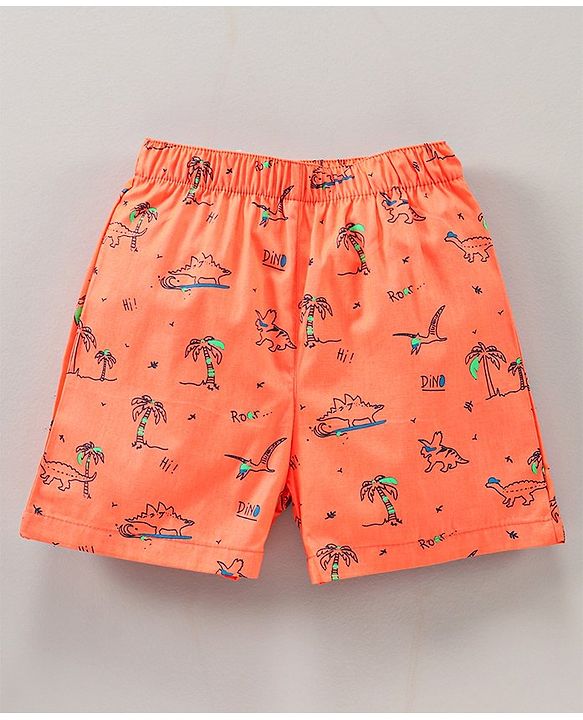 Babyhug Knee Length Cotton Printed Boxer Pack Of 3 - Orange White Blue Red