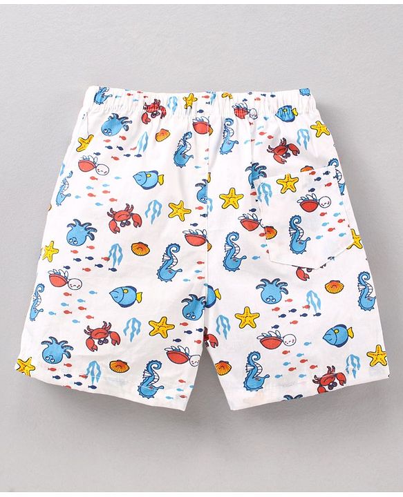 Babyhug Cotton Woven Boxers Checks & Marine Print Pack of 3 - Multicolor
