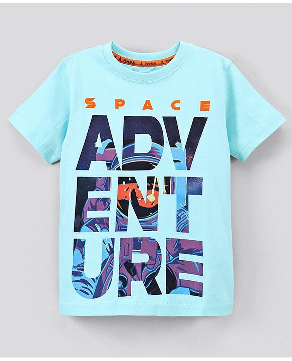 Pine Kids Biowashed Half Sleeves Cotton T-Shirt - Blue
