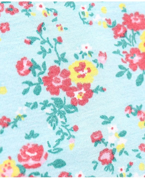Babyhug Three Fourth Length Cotton Lycra Leggings Floral And Stripe Print Pack Of 3 - Red Blue Pink