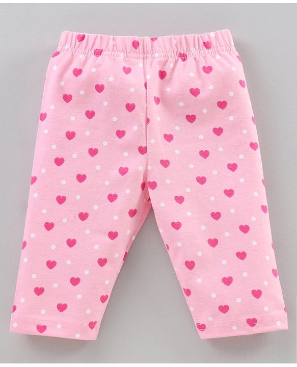 Babyhug Three Fourth Length Cotton Lycra Leggings Dot Floral And Heart Print Pack Of 3 - Blue Pink