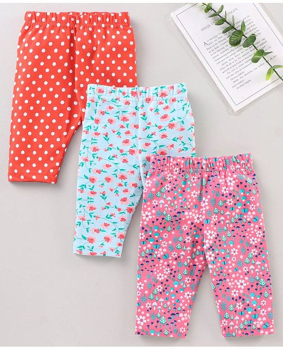 Babyhug 3/4th Lycra Leggings Printed Pack Of 3 - Multicolor