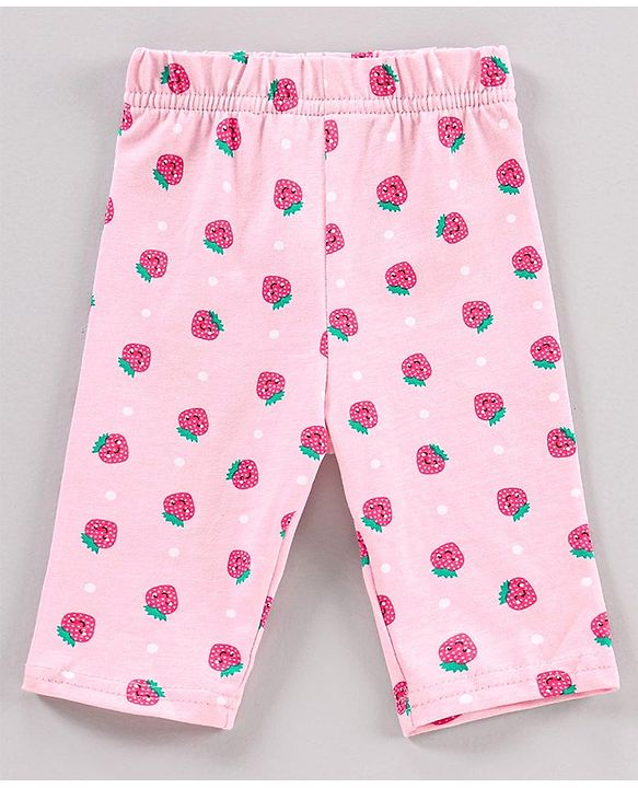 Babyhug Three Fourth Length Lycra Leggings Polka Dots And Stripes Print Pack Of 3 - Blue Pink