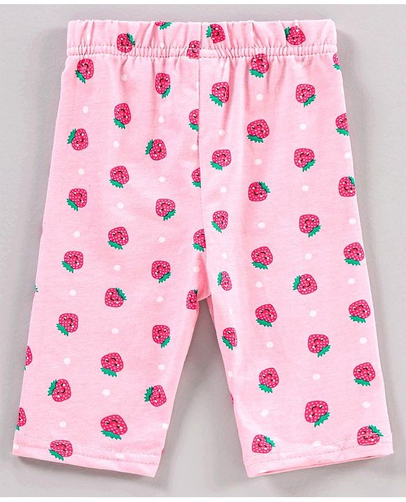 Babyhug Three Fourth Length Lycra Leggings Polka Dots And Stripes Print Pack Of 3 - Blue Pink
