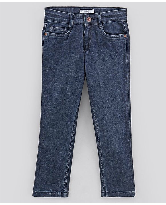 Pine Kids Full Length Solid Color Stretchable Denim Jeans - Dark Blue