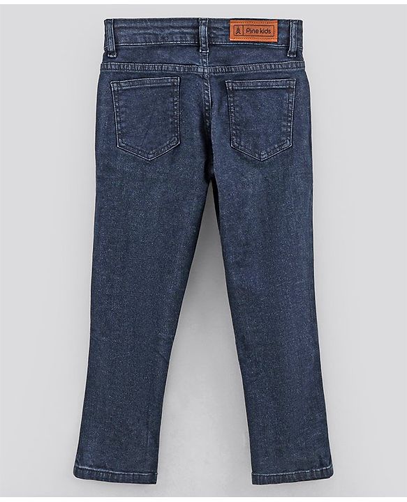 Pine Kids Full Length Solid Color Stretchable Denim Jeans - Dark Blue