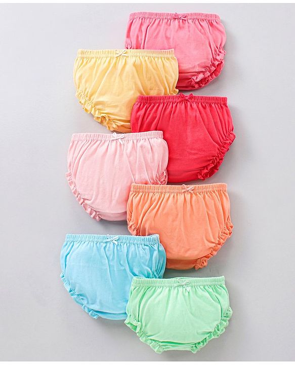 Babyhug 100% Cotton Bloomers Pack Of 7 - Red Blue Green Yellow Pink Orange