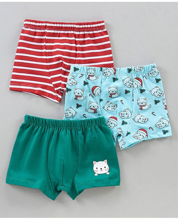 Babyhug Cotton Briefs Striped & Printed Pack of 3 - Multicolour