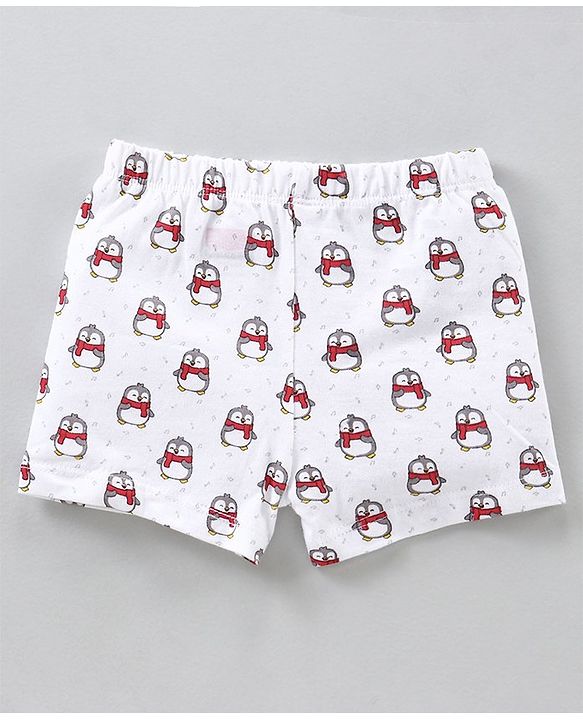 Babyhug 100% Cotton Briefs Musical Note Teddy Bear Penguin And Stripe Print Pack Of 5 - Blue Yellow Red White
