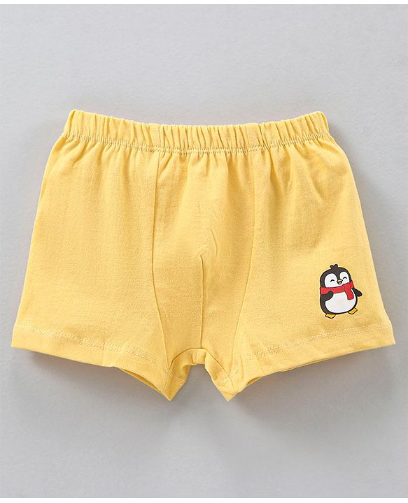 Babyhug 100% Cotton Briefs Musical Note Teddy Bear Penguin And Stripe Print Pack Of 5 - Blue Yellow Red White