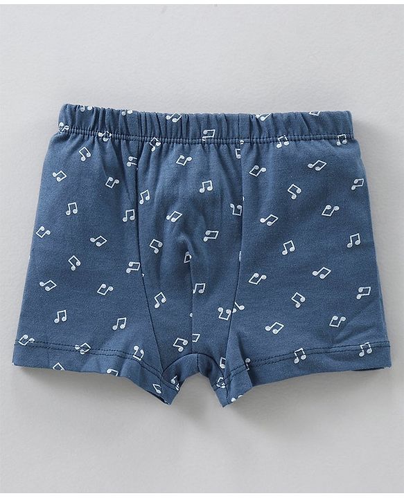 Babyhug 100% Cotton Briefs Musical Note Teddy Bear Penguin And Stripe Print Pack Of 5 - Blue Yellow Red White