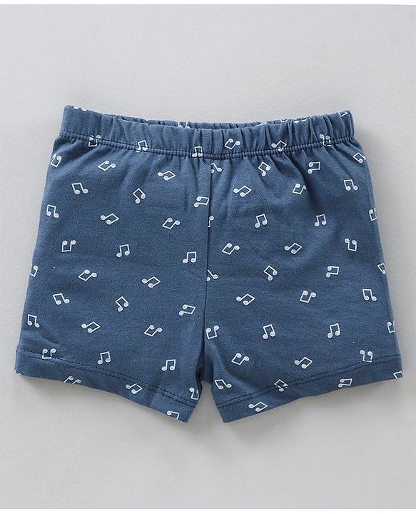 Babyhug 100% Cotton Briefs Musical Note Teddy Bear Penguin And Stripe Print Pack Of 5 - Blue Yellow Red White