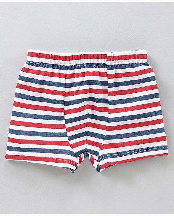 Babyhug 100% Cotton Briefs Musical Note Teddy Bear Penguin And Stripe Print Pack Of 5 - Blue Yellow Red White