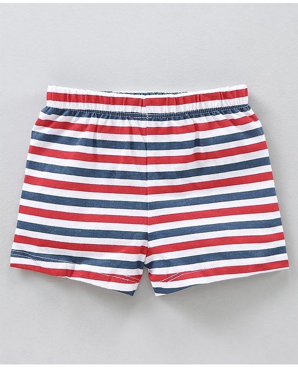 Babyhug 100% Cotton Briefs Musical Note Teddy Bear Penguin And Stripe Print Pack Of 5 - Blue Yellow Red White