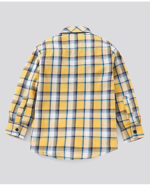 Pine Kids Full Sleeves Shirt Checks Print - Yellow