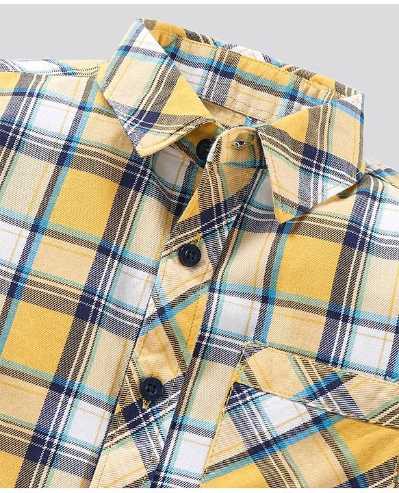 Pine Kids Full Sleeves Shirt Checks Print - Yellow