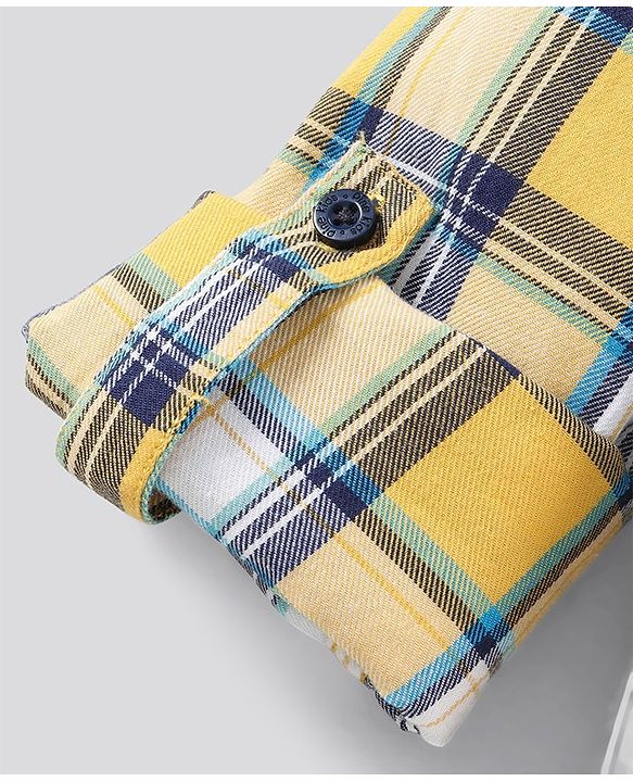 Pine Kids Full Sleeves Shirt Checks Print - Yellow