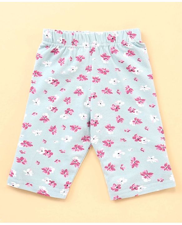 Babyhug Three Fourth Length Leggings Printed & Solid Pack Of 3 - Multicolor