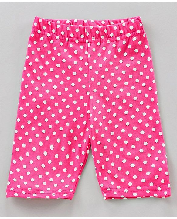 Babyhug Lycra Three Fourth Printed Leggings Pack of 2 - Pink Blue