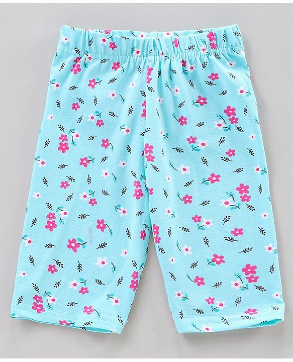 Babyhug Lycra Three Fourth Printed Leggings Pack of 2 - Pink Blue