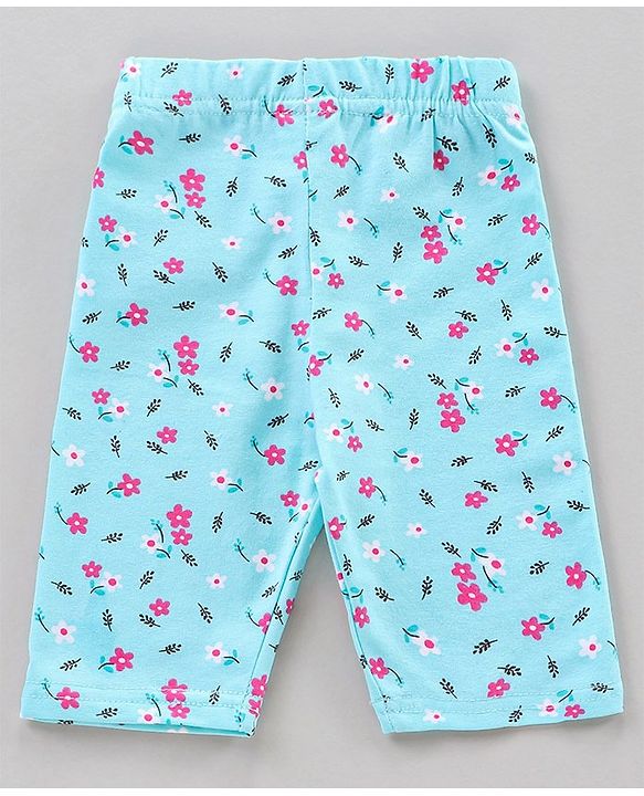 Babyhug Lycra Three Fourth Printed Leggings Pack of 2 - Pink Blue