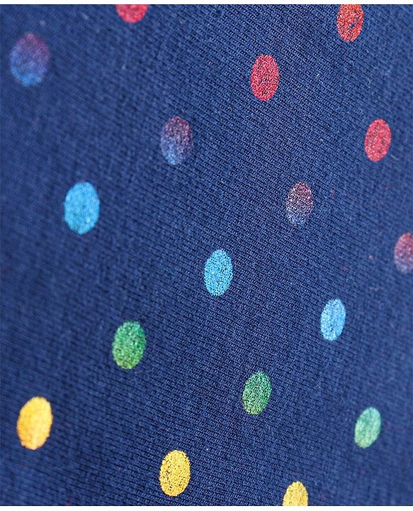 Babyhug Full Length Polka Dotted Jeggings - Navy Blue
