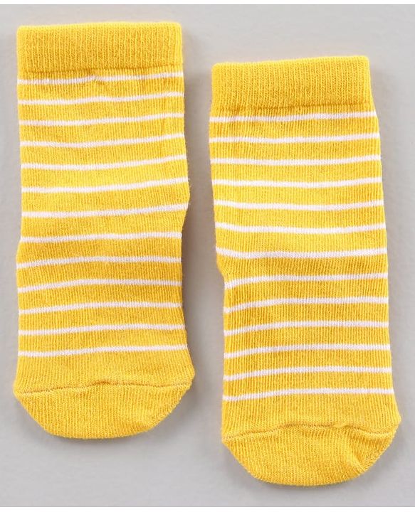 Cute Walk by Babyhug Ankle Length Antibacterial Socks Star Stripe And Whale Design Pack Of 3 - Blue Yellow