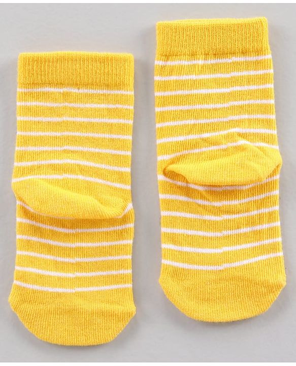 Cute Walk by Babyhug Ankle Length Antibacterial Socks Star Stripe And Whale Design Pack Of 3 - Blue Yellow