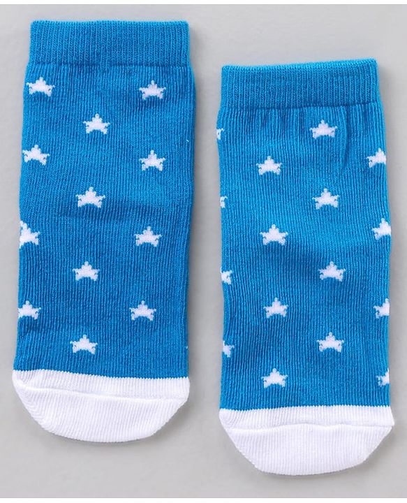 Cute Walk by Babyhug Ankle Length Antibacterial Socks Star Stripe And Whale Design Pack Of 3 - Blue Yellow