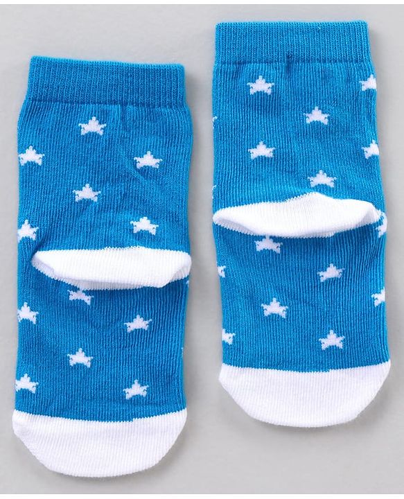 Cute Walk by Babyhug Ankle Length Antibacterial Socks Star Stripe And Whale Design Pack Of 3 - Blue Yellow
