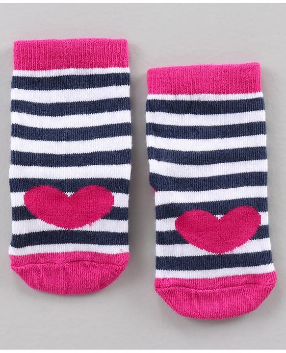 Cute Walk by Babyhug Ankle Length Antibacterial Socks Dot Stripe Cat Design Pack Of 3 - Blue Pink White