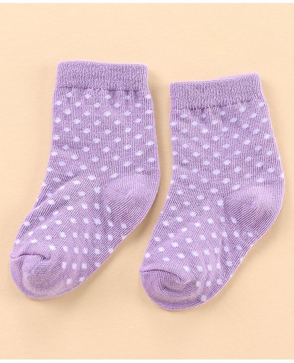Cute Walk by Babyhug Ankle Length Antibacterial Socks Polka Dot Design Pack Of 3 - Pink Grey Violet