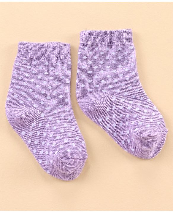 Cute Walk by Babyhug Ankle Length Antibacterial Socks Polka Dot Design Pack Of 3 - Pink Grey Violet