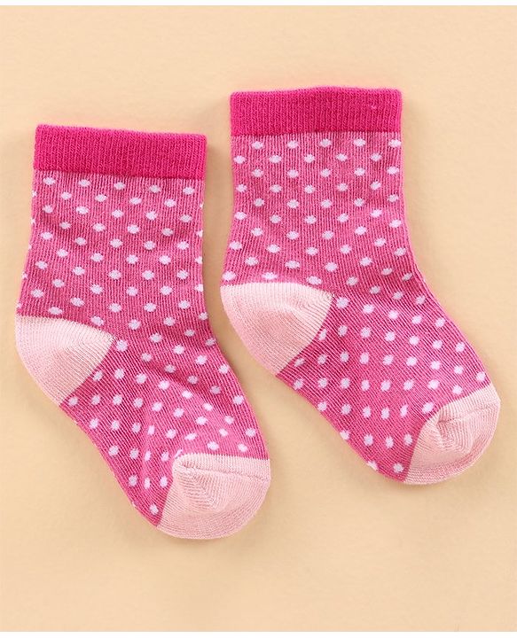Cute Walk by Babyhug Ankle Length Antibacterial Socks Polka Dot Design Pack Of 3 - Pink Grey Violet