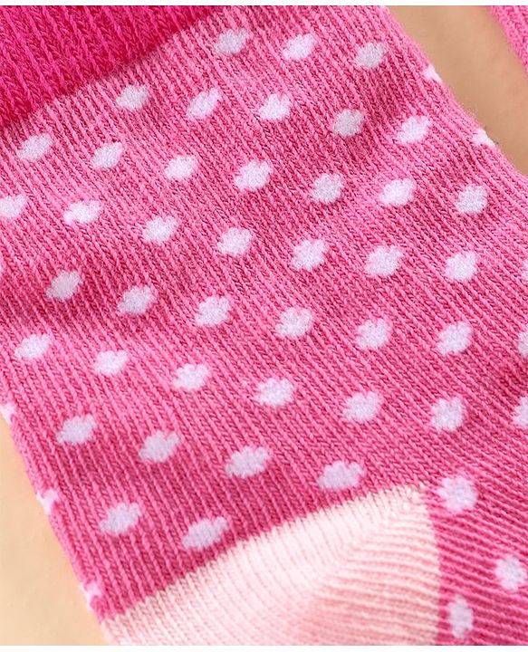 Cute Walk by Babyhug Ankle Length Antibacterial Socks Polka Dot Design Pack Of 3 - Pink Grey Violet