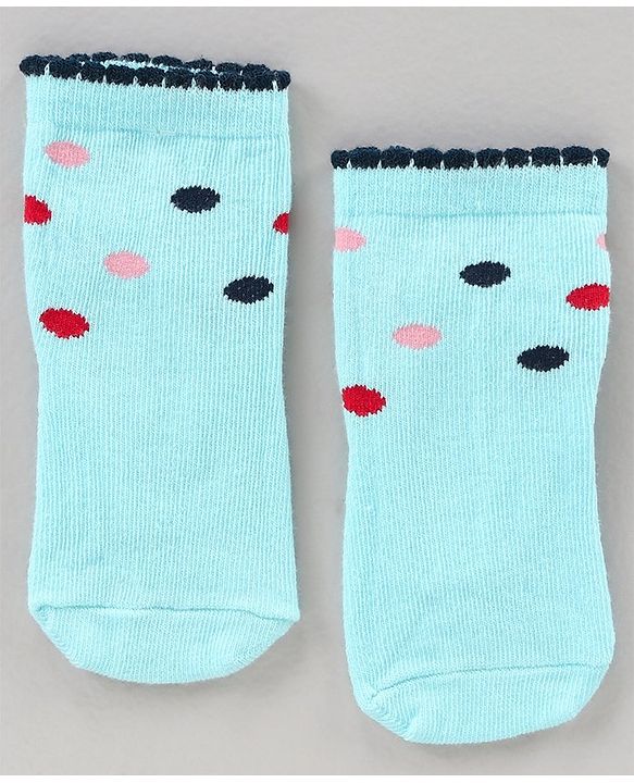 Cute Walk by Babyhug Ankle Length Antibacterial Socks Floral Dot And Stripe Design Pack Of 3 - Pink Blue