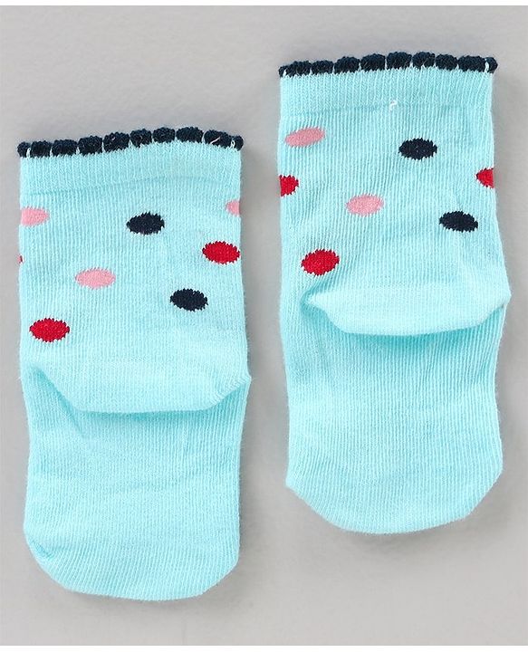 Cute Walk by Babyhug Ankle Length Antibacterial Socks Floral Dot And Stripe Design Pack Of 3 - Pink Blue