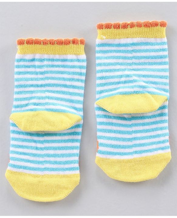 Cute Walk by Babyhug Ankle Length Antibacterial Socks Stripes And Fruit Design Pack Of 3 - Multicolor