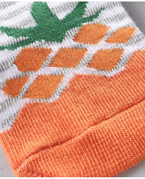 Cute Walk by Babyhug Ankle Length Antibacterial Socks Stripes And Fruit Design Pack Of 3 - Multicolor