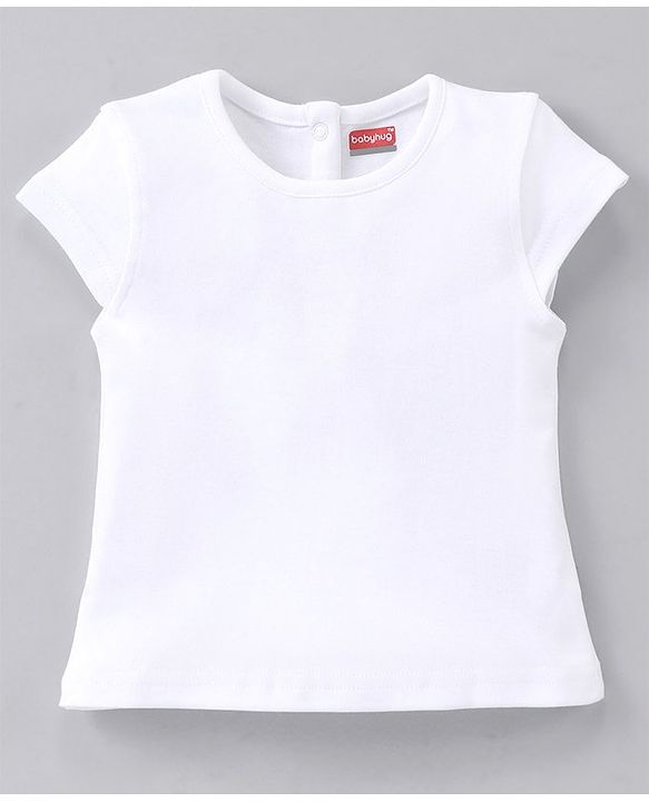 Babyhug Cotton Short Sleeves T-Shirt With Dungaree Orange Print- White Peach