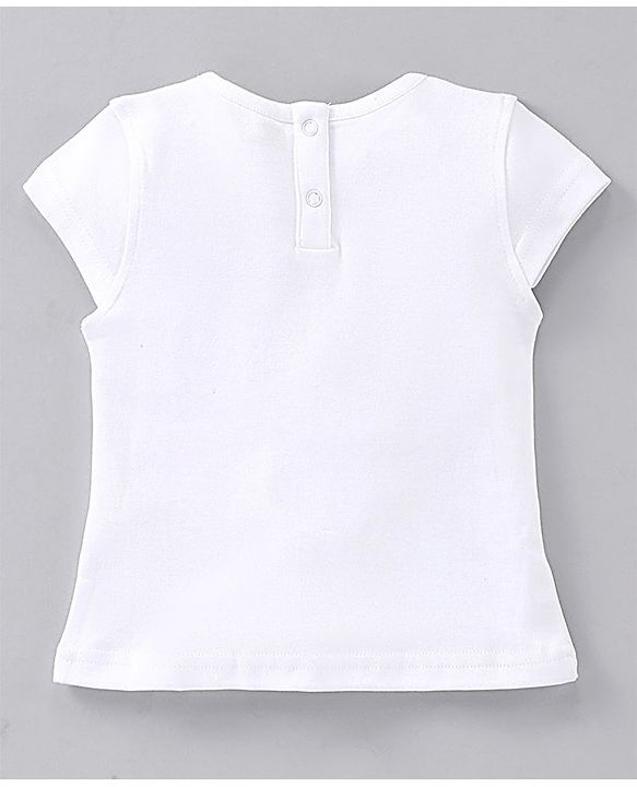 Babyhug Cotton Short Sleeves T-Shirt With Dungaree Orange Print- White Peach