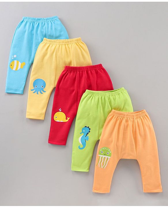 Babyhug Antimicrobial Wash Ankle Length Diaper Pants Pack of 5 - Multicolour